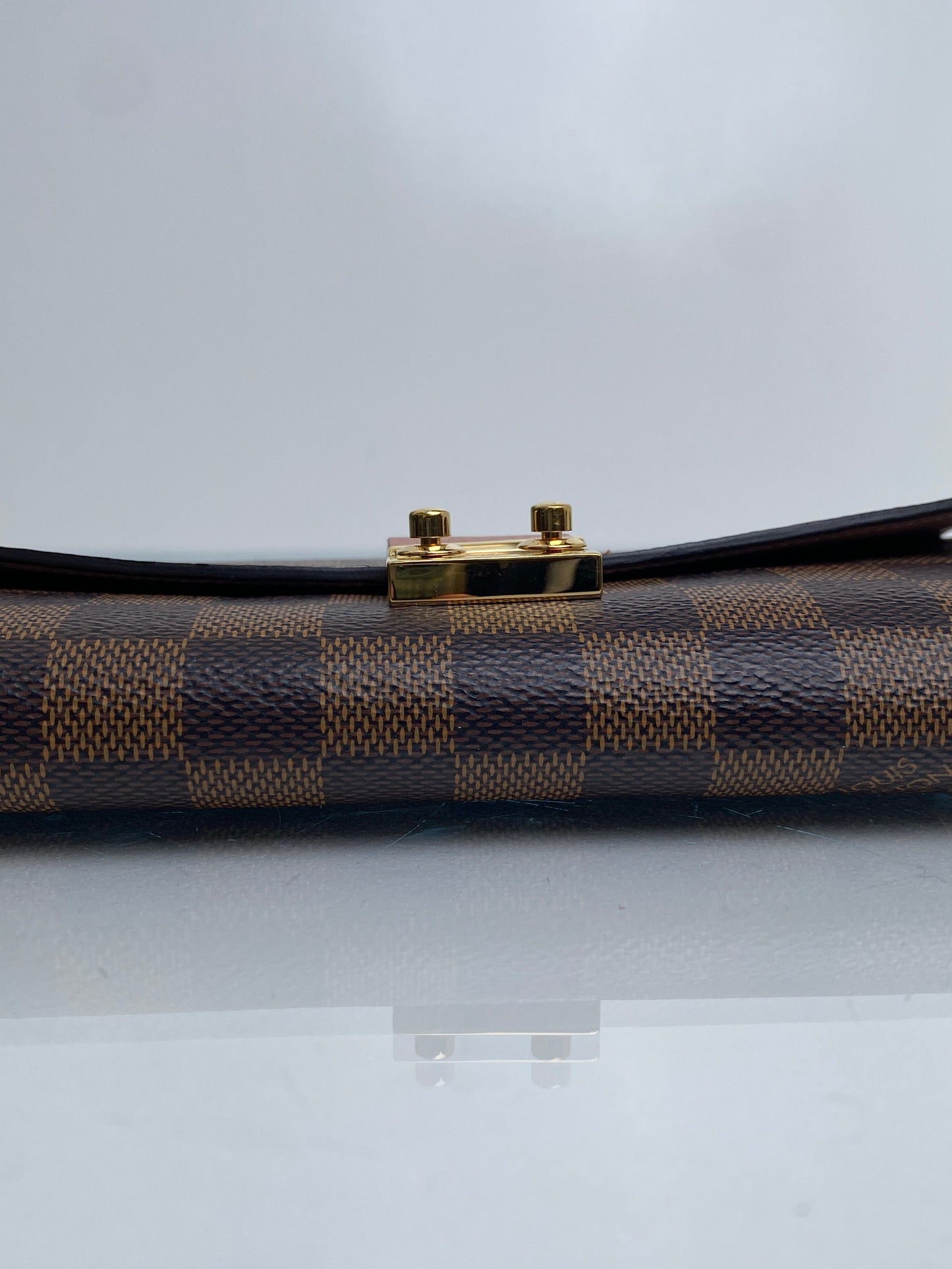 Louis Vuitton Pink & Damier Ebene Croisette Wallet On The Chain Bag GHW