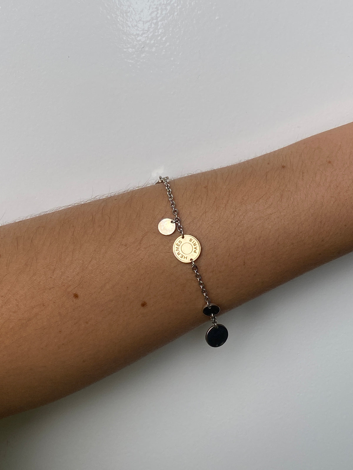 Hermes Ex-Libre Coin Rose Gold & Silver Bracelet