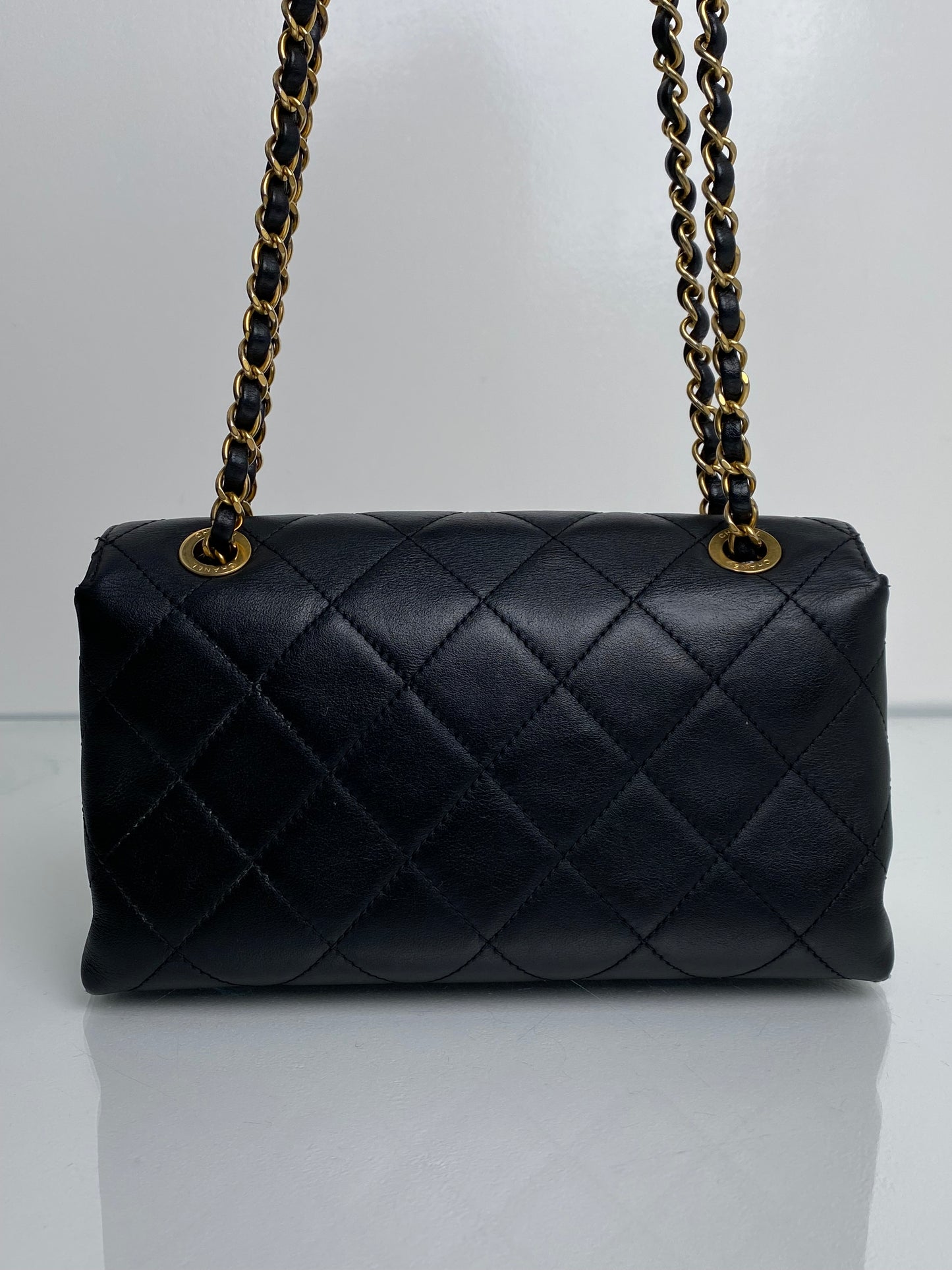 Chanel Matelasse Chain Shoulder Bag Black Lambskin GHW