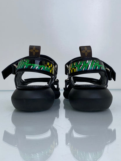 Louis Vuitton Black & Multicolor "Race Underwater" Dad Sandals, 38.5