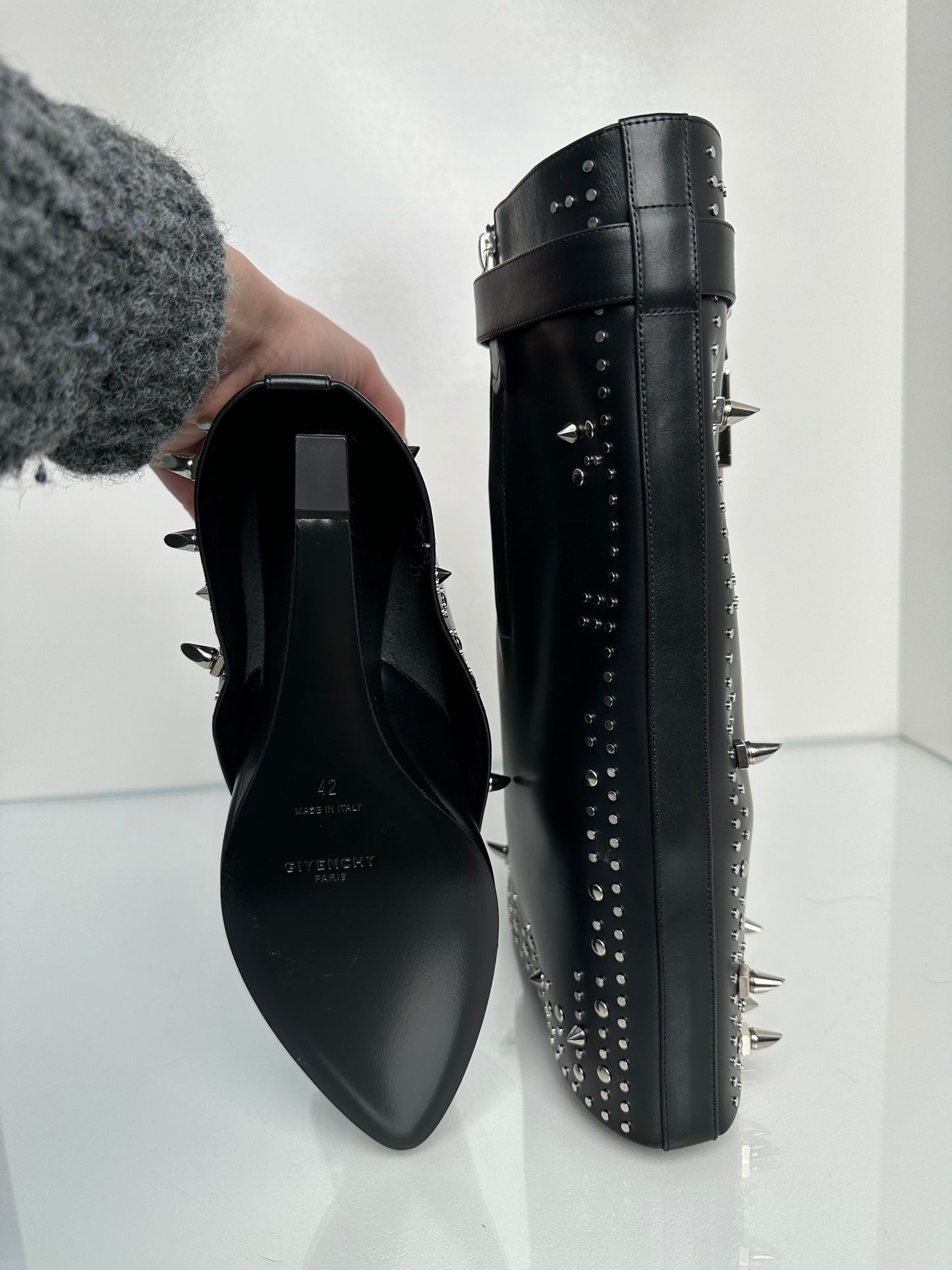 Givenchy Shark Lock Short Studded Black Boots 42