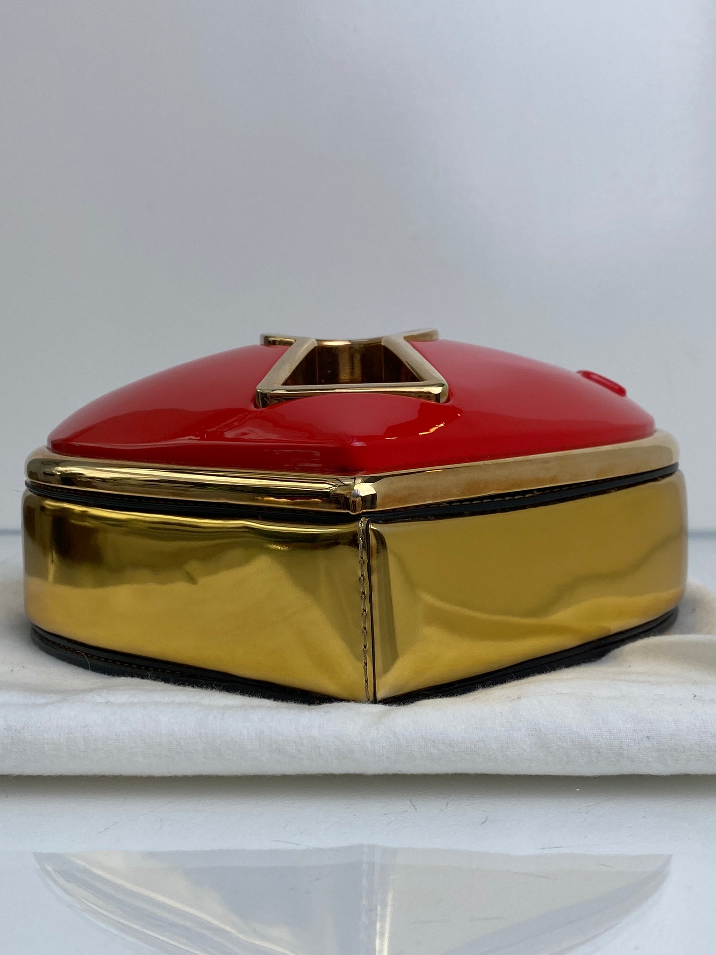Moschino Couture Red & Gold Locked Heart Bag GHW