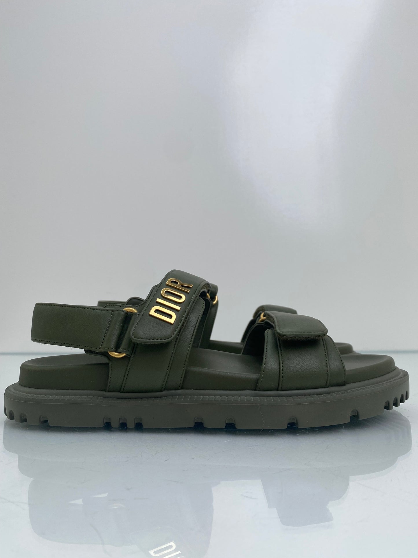 Christian Dior Dioract Green Logo Sandals, 39.5
