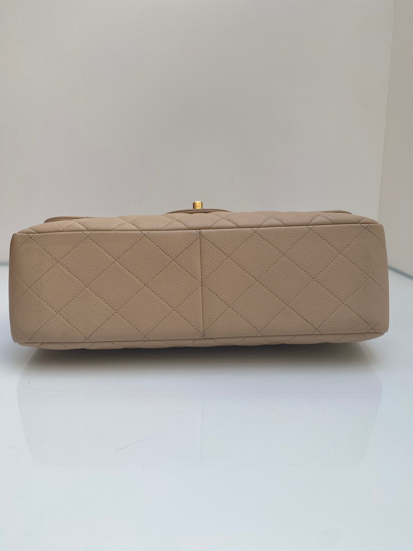 Chanel Beige Jumbo Double Flap Caviar GHW Bag