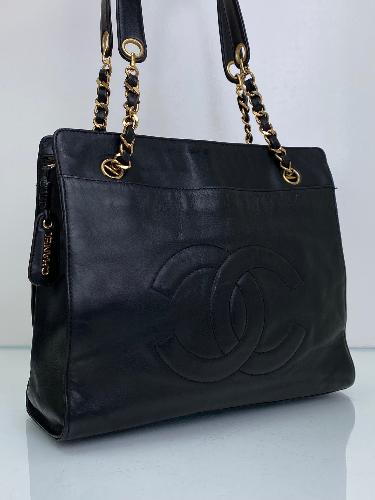 Chanel Vintage Black CC Timeless Square Tote GHW