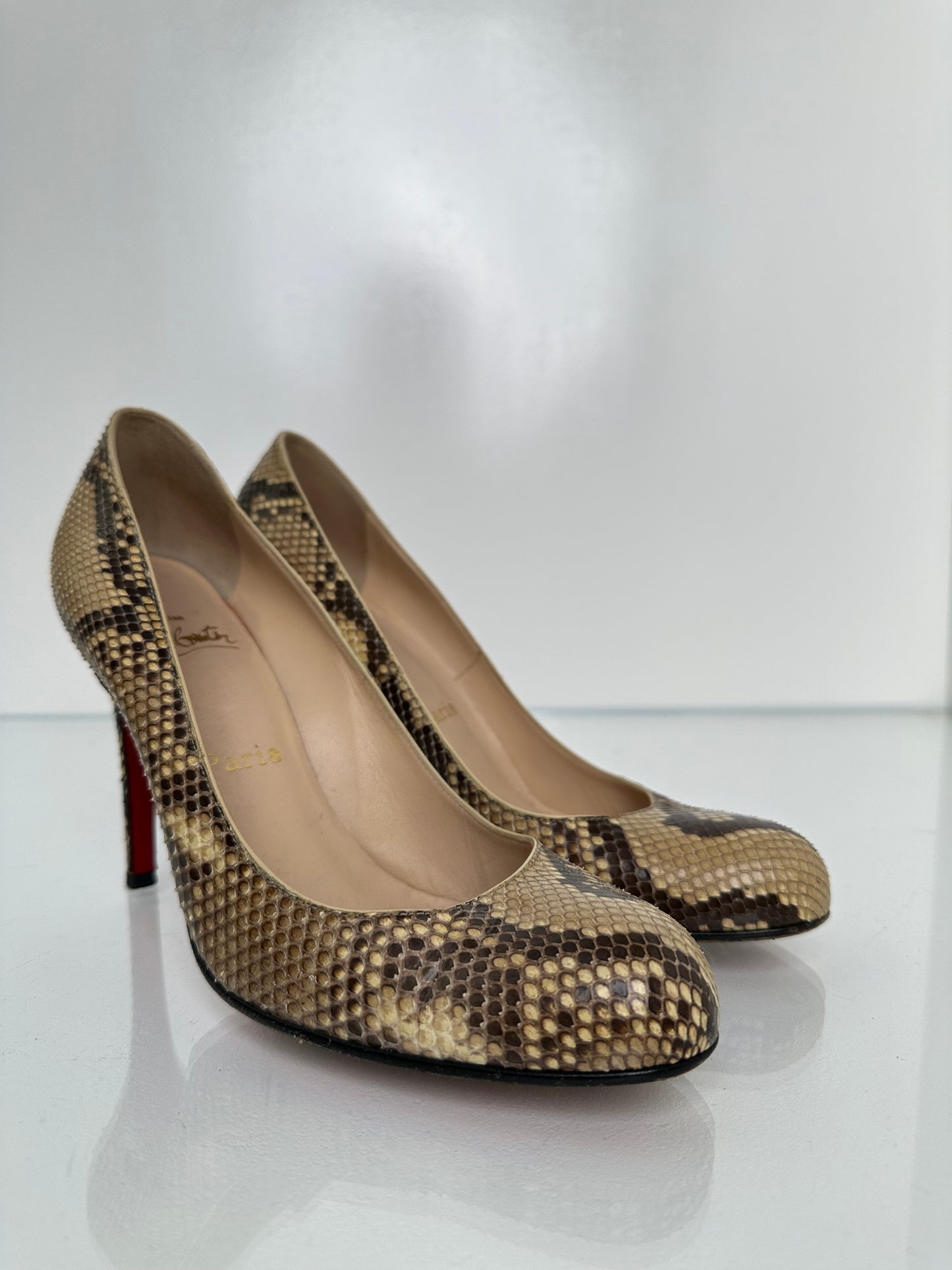 Christian Louboutin Python Heels, 38.5