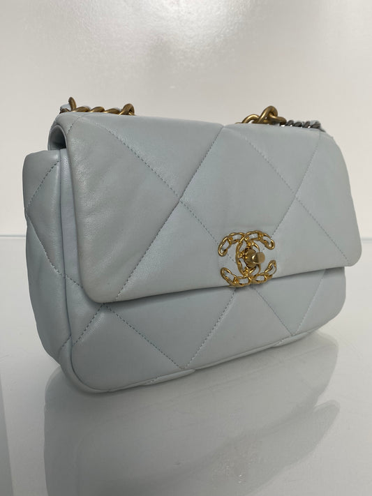 Chanel 19 Pale Blue Calfskin TTHW