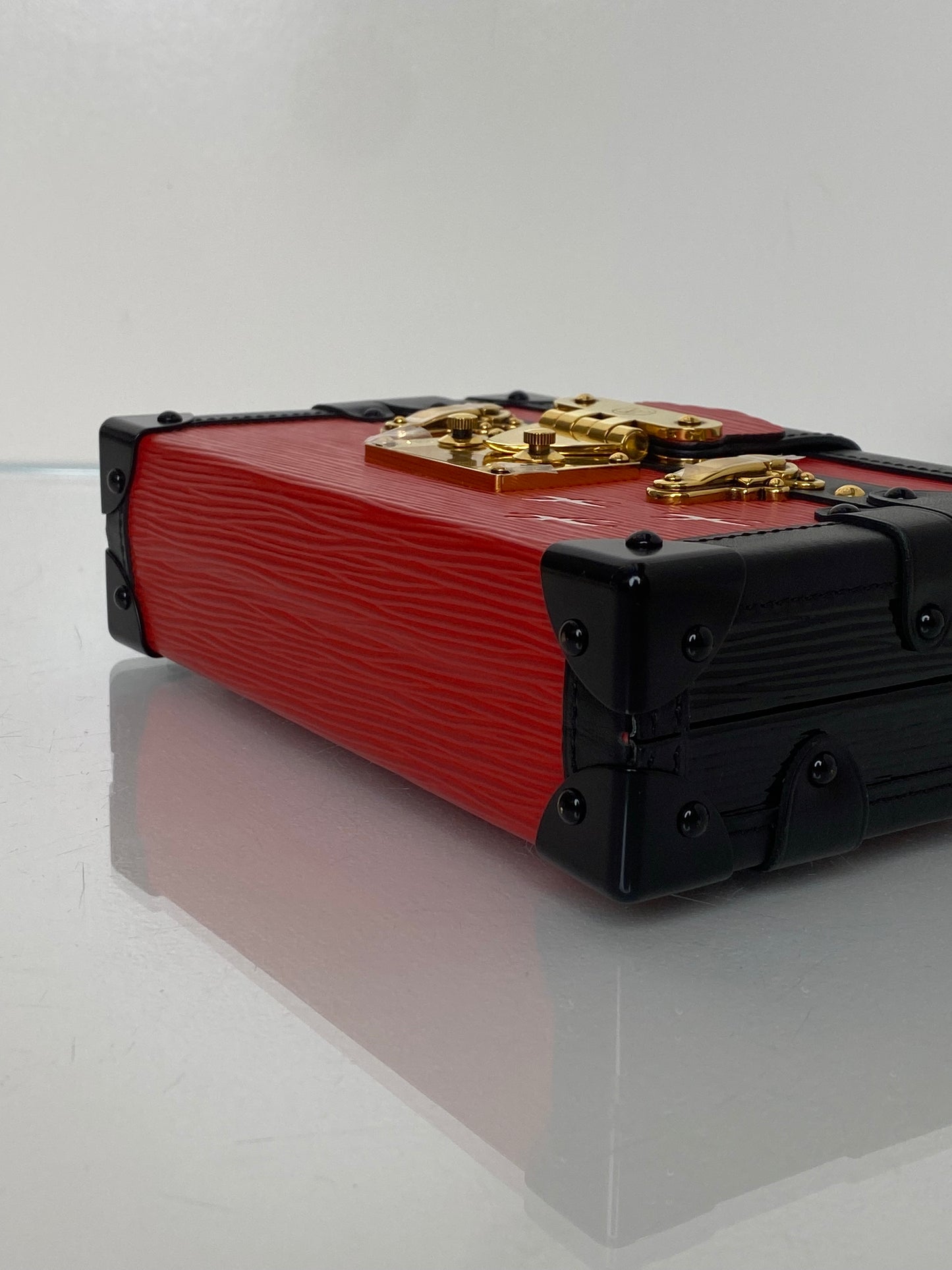 Louis Vuitton Red Epi and Black Petite Malle Trunk Crossbody Bag GHW