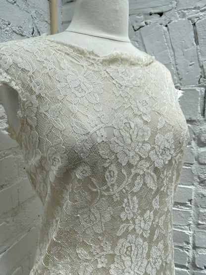 Valentino White Lace Short Sleeve Blouse, 10