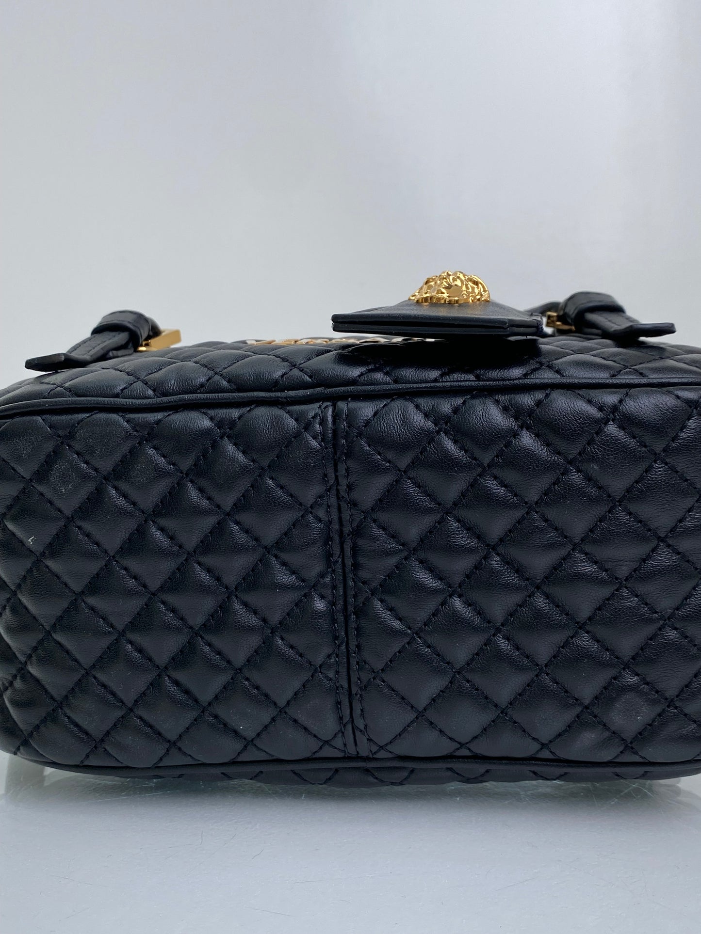 Versace Black Tag Bowling Crossbody Bag GHW