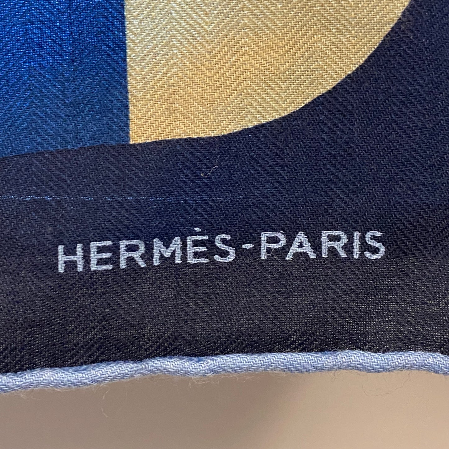 Hermes Navy Block Letter Cashmere Scarf