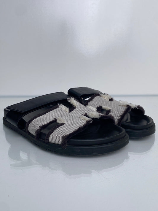 Hermes Black / Prunoir Chypre Techno Sandals, 38
