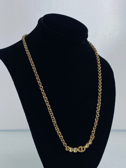 Dior Vintage Gold Tone & Crystal Necklace