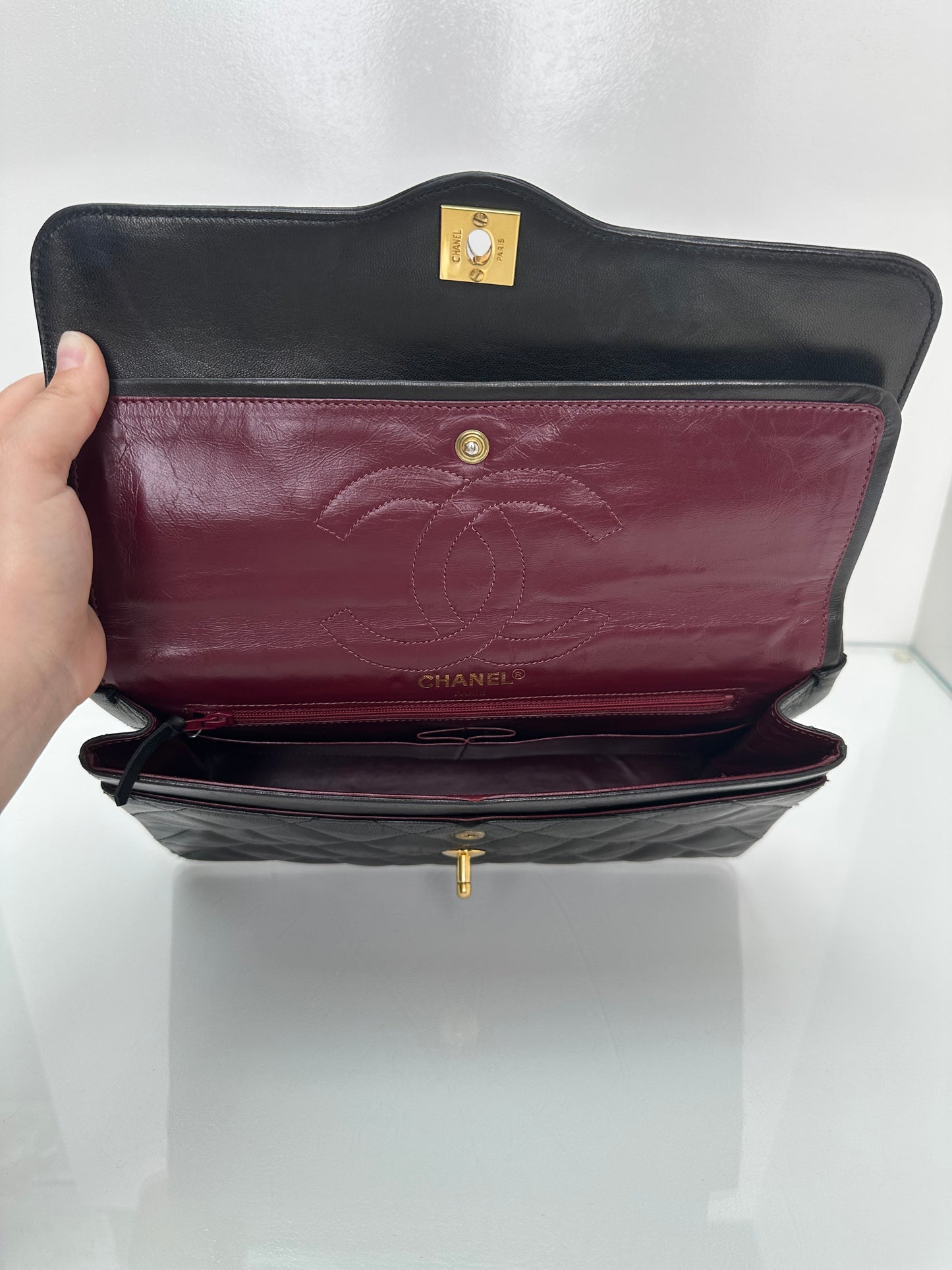 Chanel Black Paris Lambskin Double Classic Flap Bag 24k GHW #33