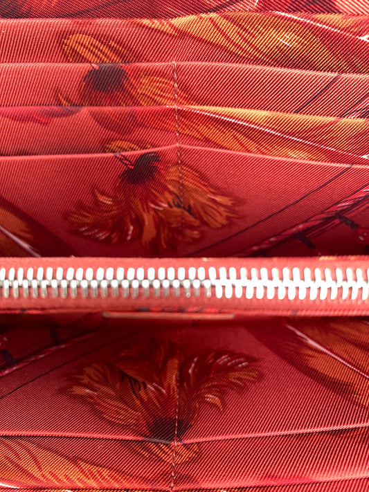 Hermes Azap Silk Rose Jaipur Epsom Zip around Long wallet PHW