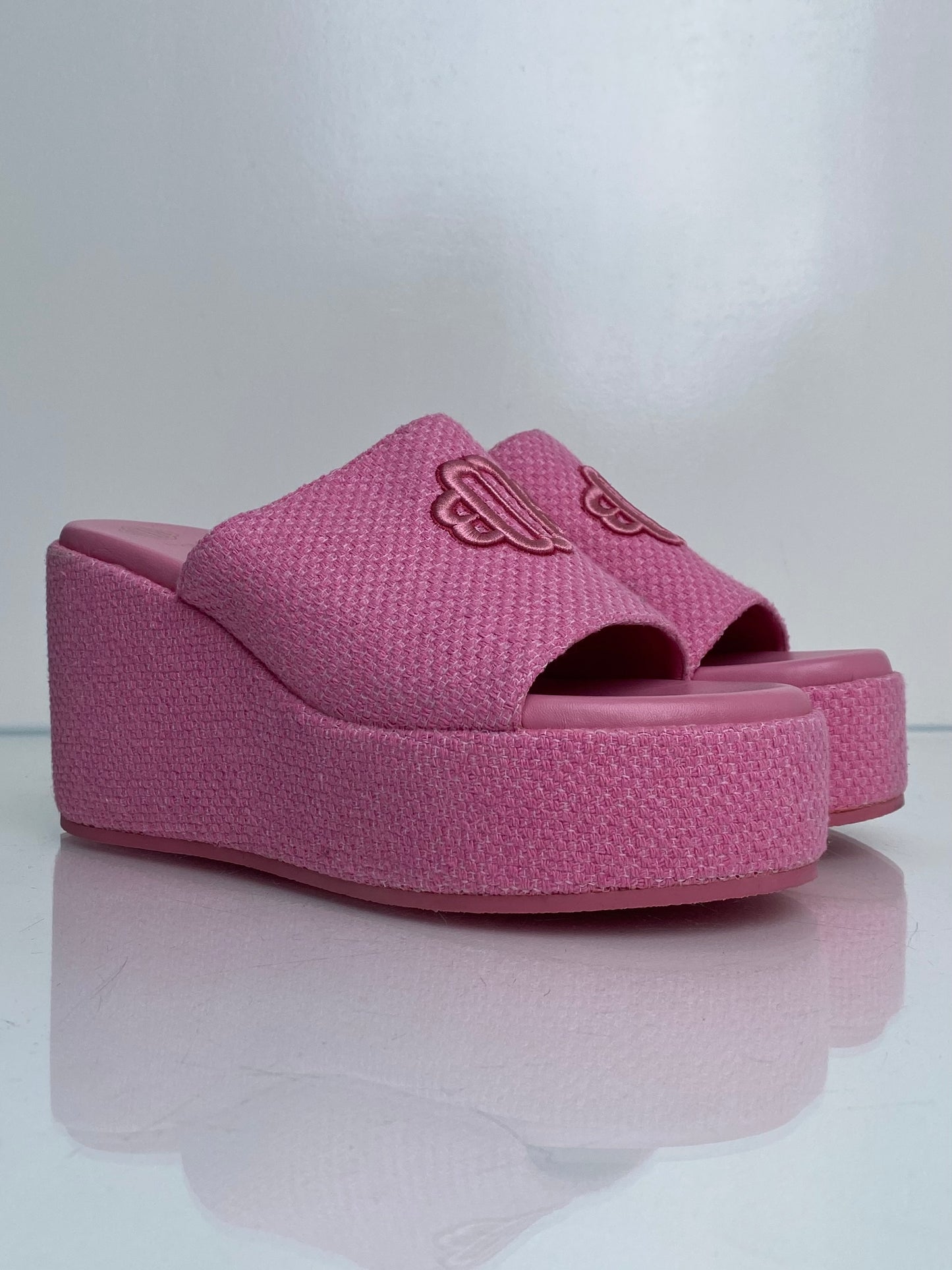 Maje Pink Woven Platform Wedges, 41