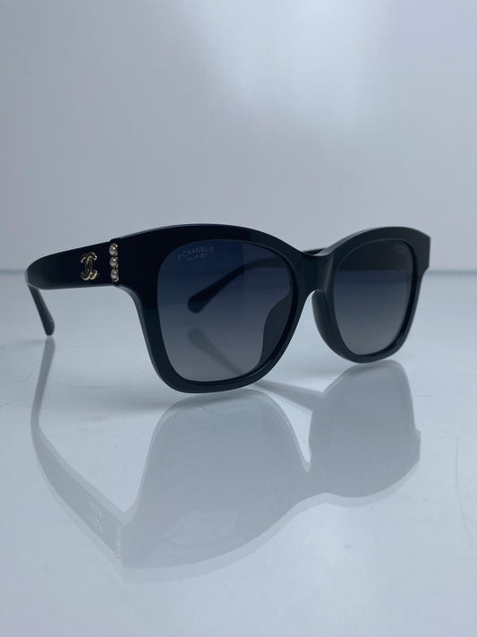 Chanel Black Micro CC Pearl Wayfair Sunglasses