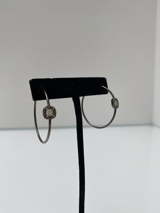 S. Carter Designs Sliced Diamond Hoop Earrings