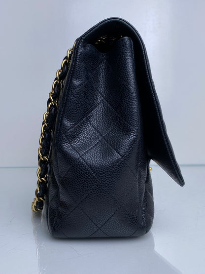 Chanel Black Caviar Maxi Single Flap Bag GHW #14
