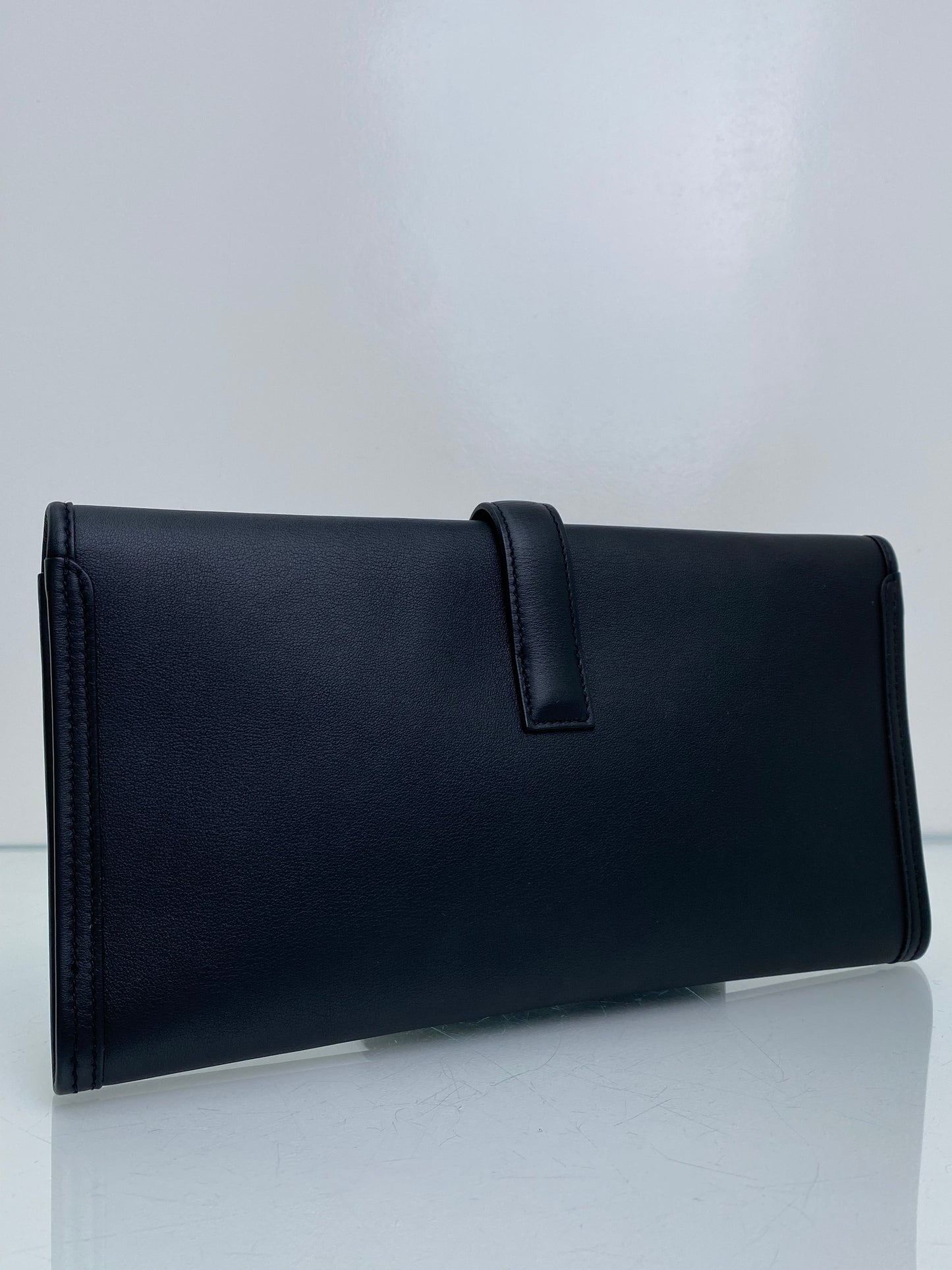 Hermes Black Jige 29 Swift Leather Clutch