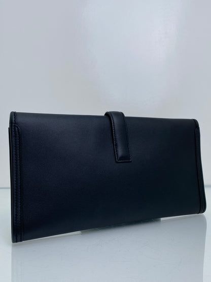 Hermes Black Jige 29 Swift Leather Clutch