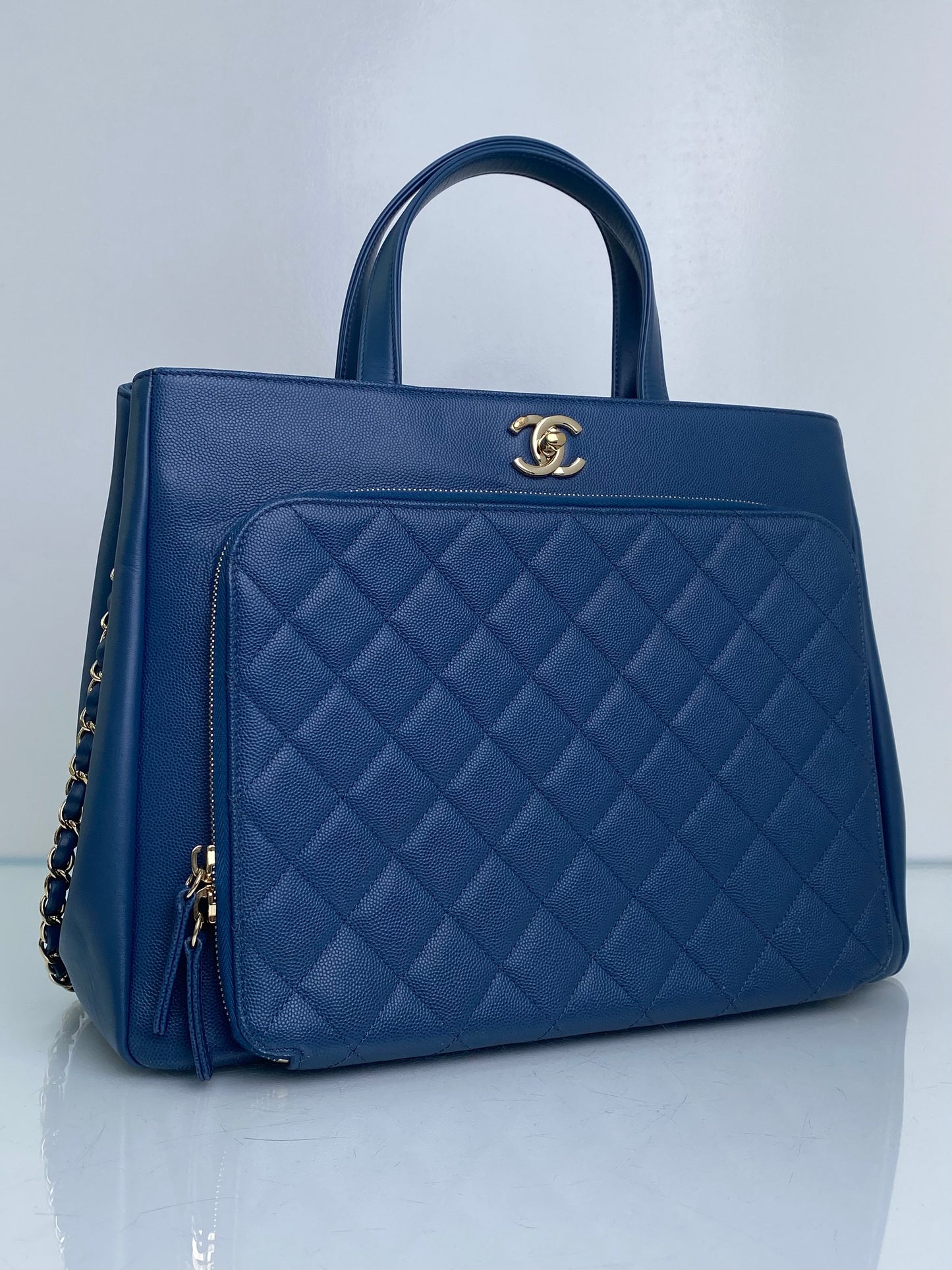 Chanel Blue Business Affinity Tote Bag GHW