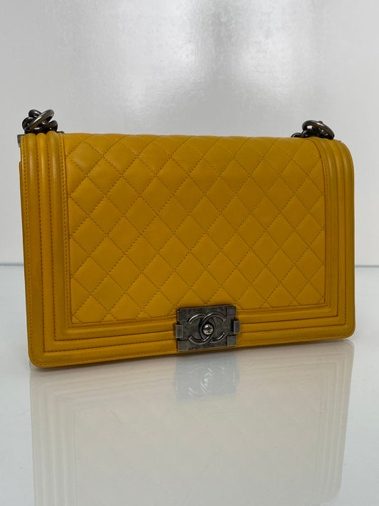 Chanel Medium Yellow Lambskin Boy Bag RHW #20