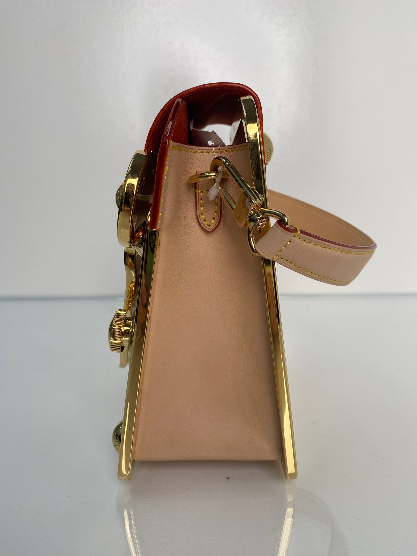 Louis Vuitton Gold Metal & Leather Fastener Bag