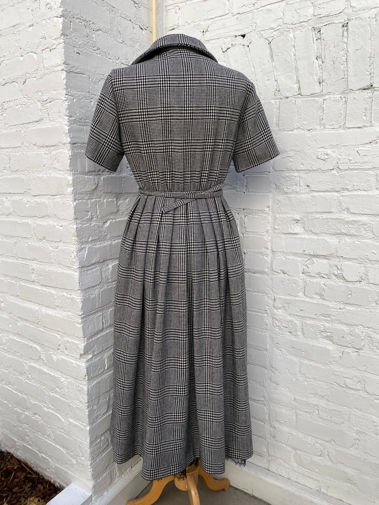 Dior Black & White Plaid Midi Dress, 40