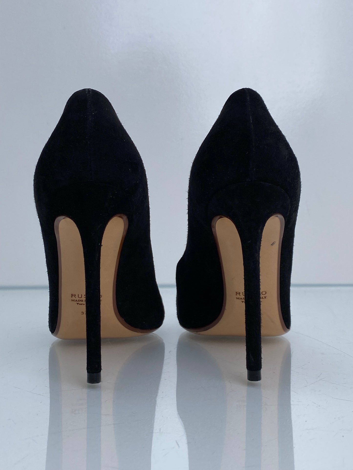 Francesco Russo Black Pointed Toe Heels, 37.5