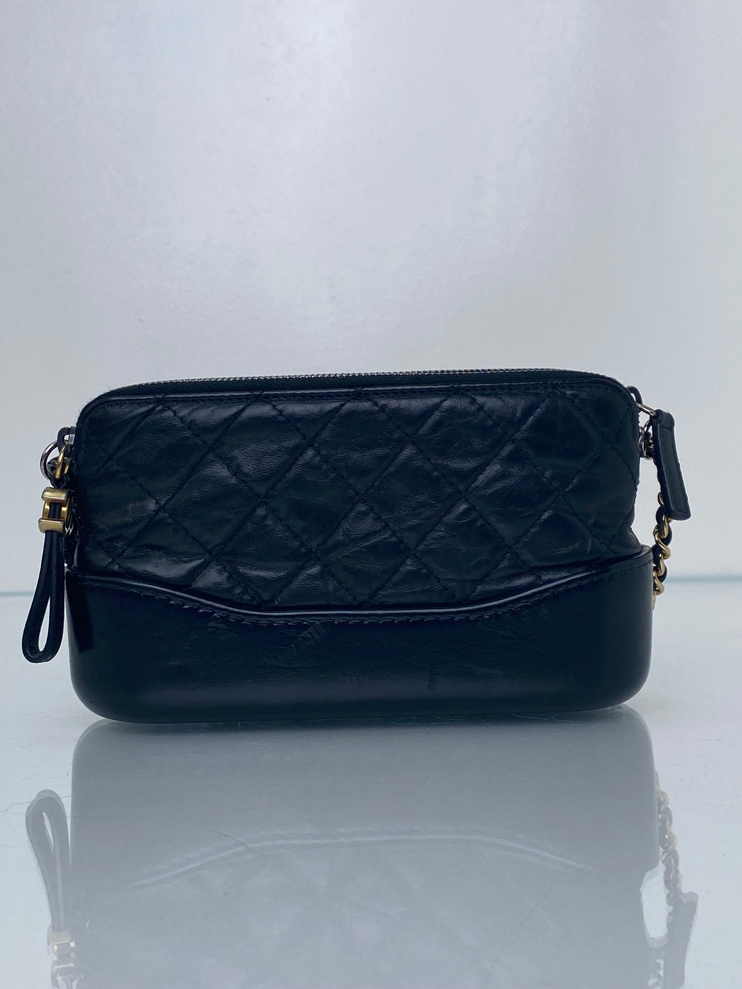 Chanel Gabrielle Black Mini Crinkled Calfskin/Smooth Leather Bag TTHW