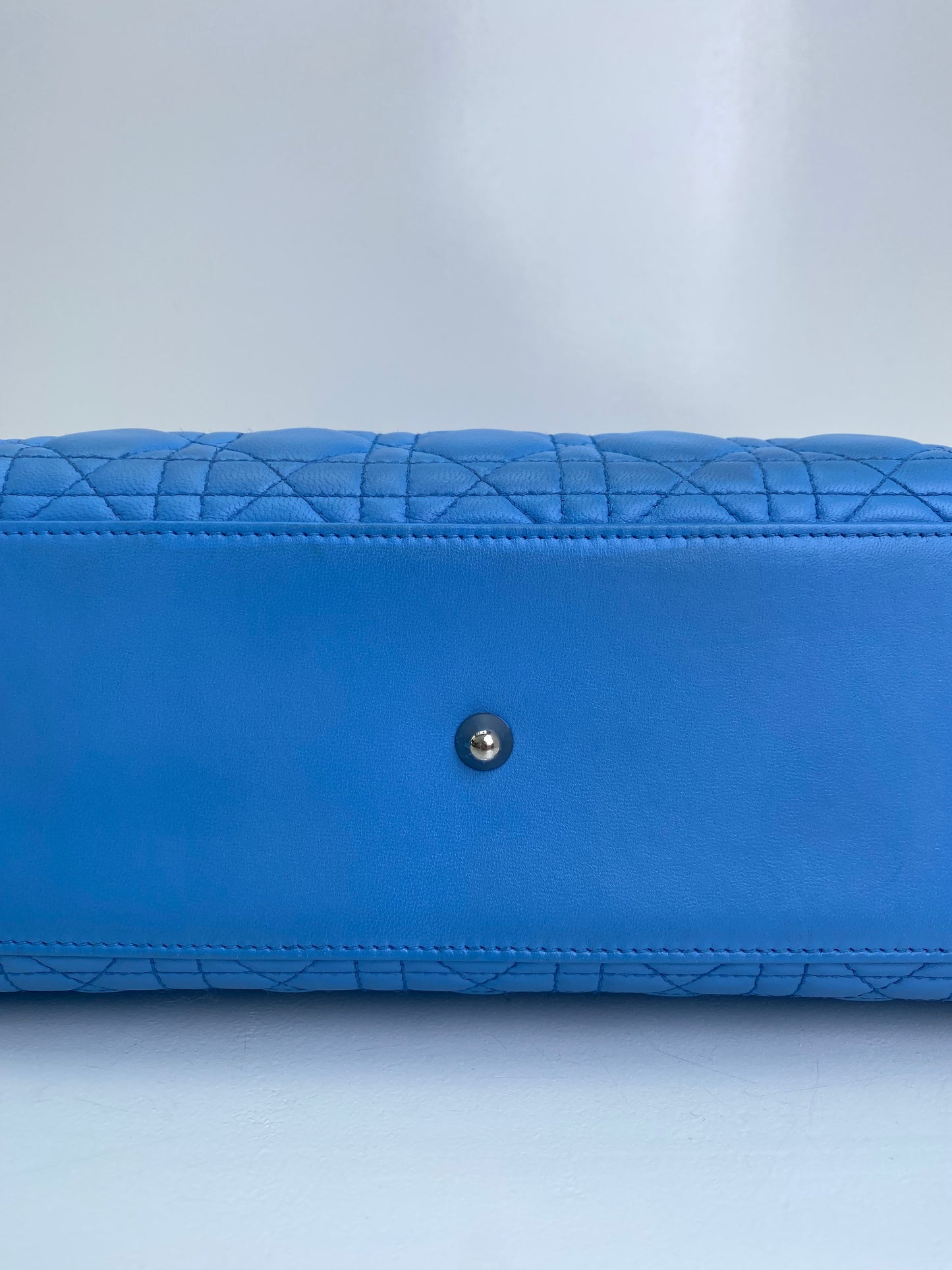 Christian Dior Blue Lady Dior Large Leather Tote SHW