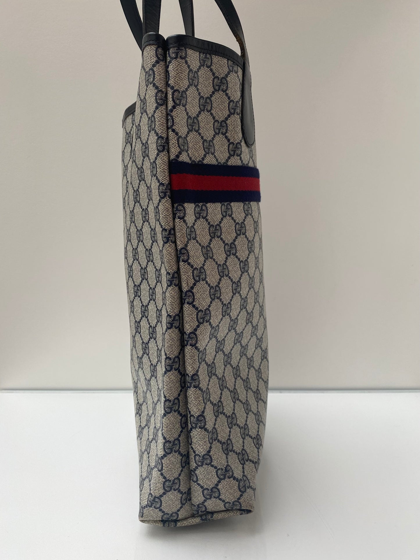 Gucci GG Navy Sherry Line Tote Bag