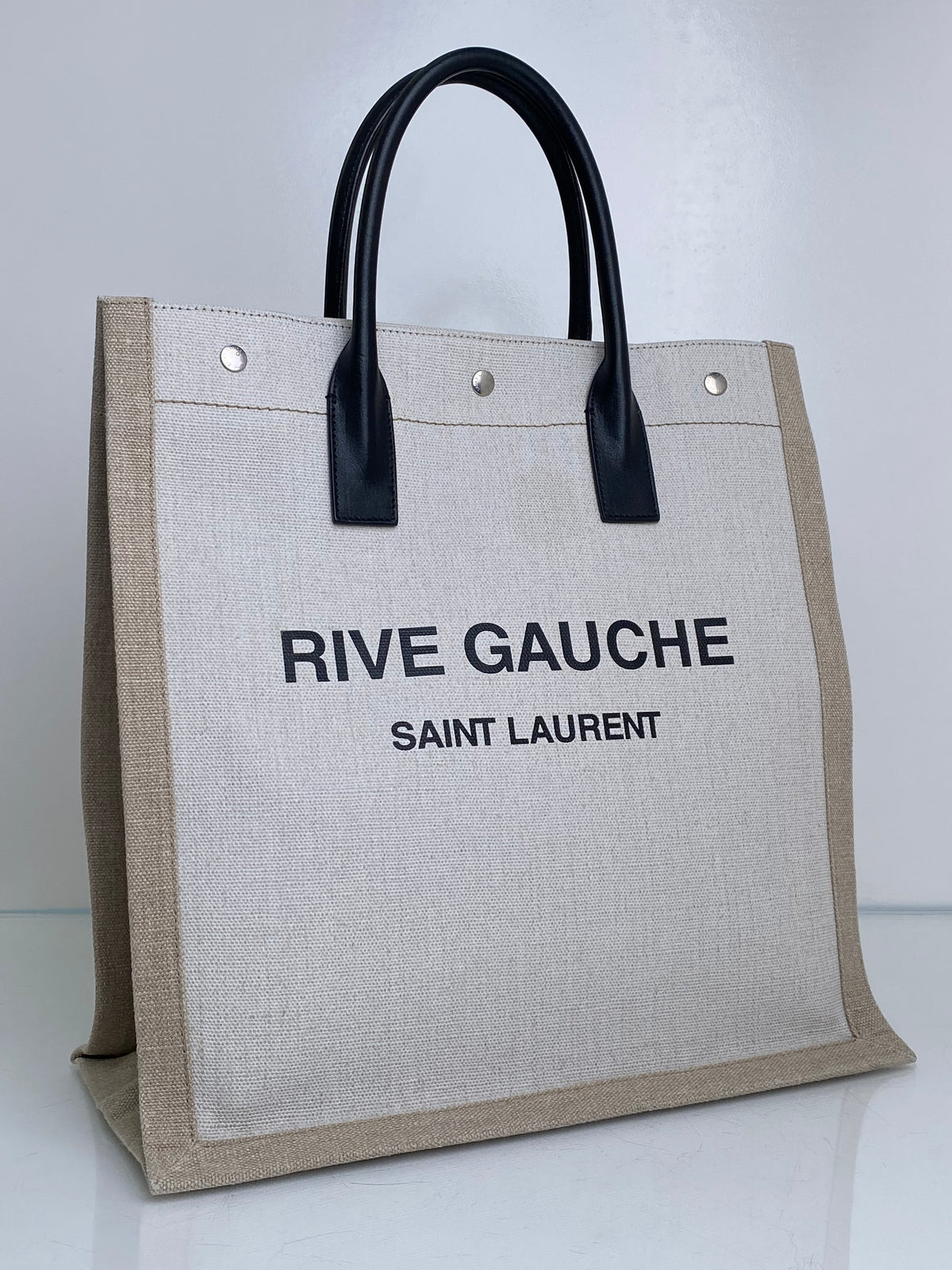 Saint Laurent Beige Rive Gauche North/South Tote Bag SHW