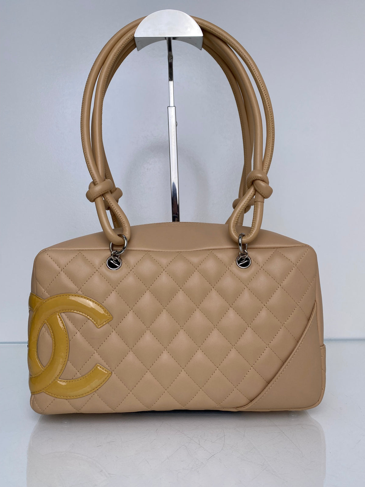 Chanel Nude Lambskin Cambon Bowler Bag SHW#10