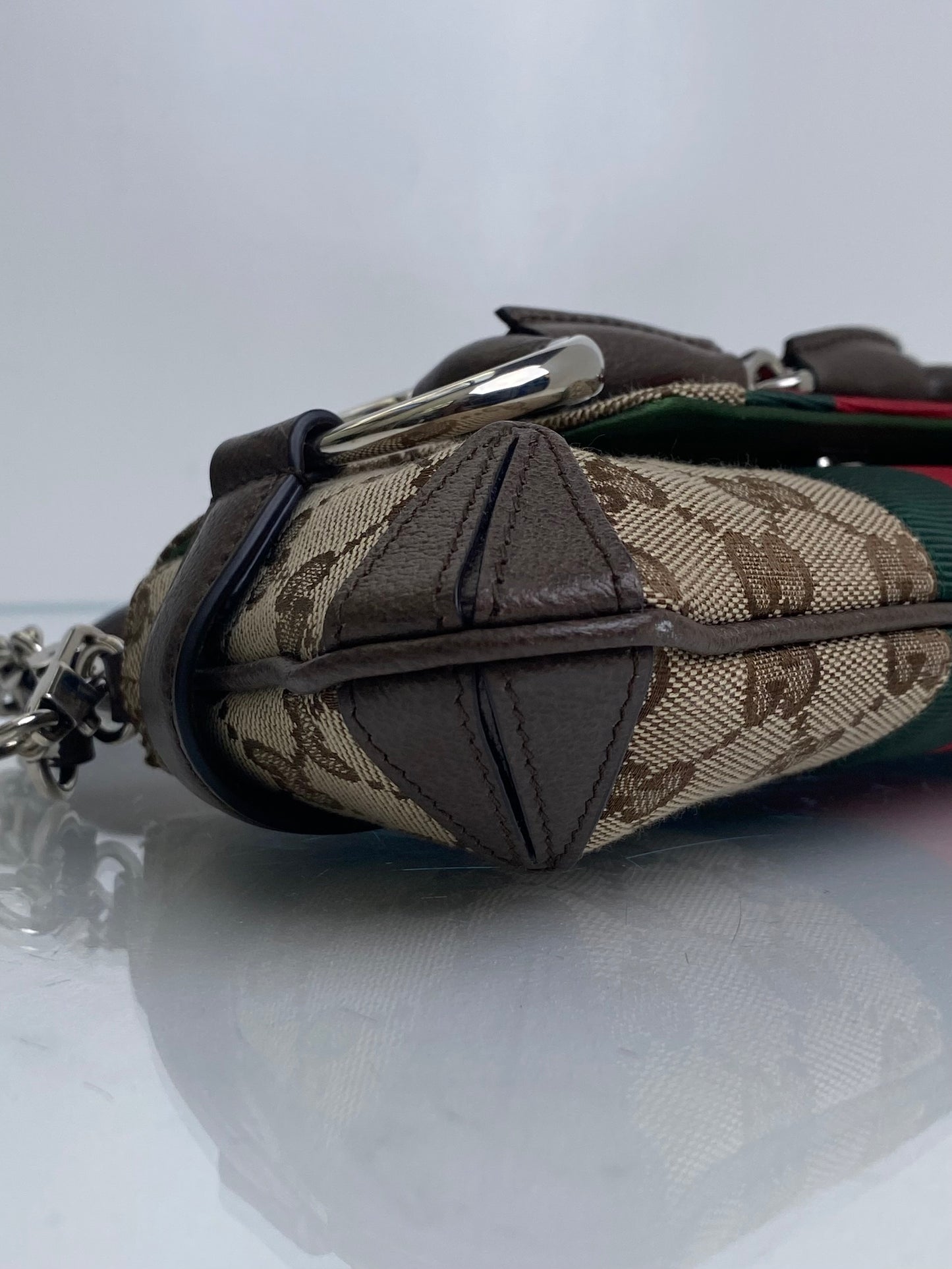 Gucci Supreme & Web Stripe Horsebit GG Small Shoulder Bag SHW