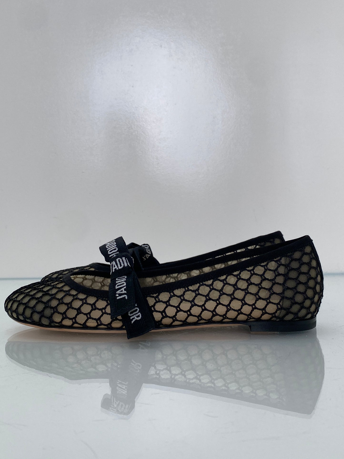 Dior Black Mesh Ballet Flats, 37.5