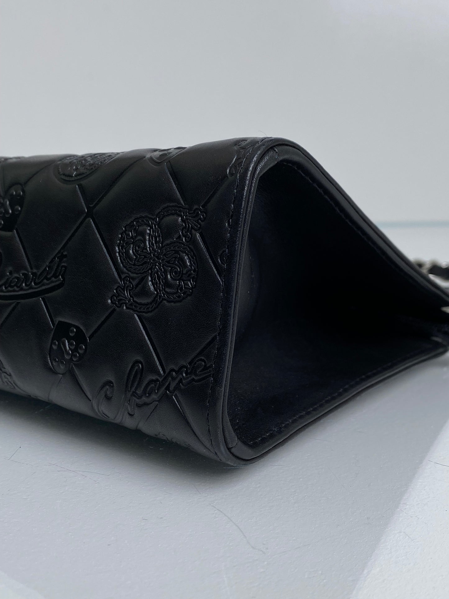 Chanel Lucky Charm Black Patent Short Chain Clutch SHW