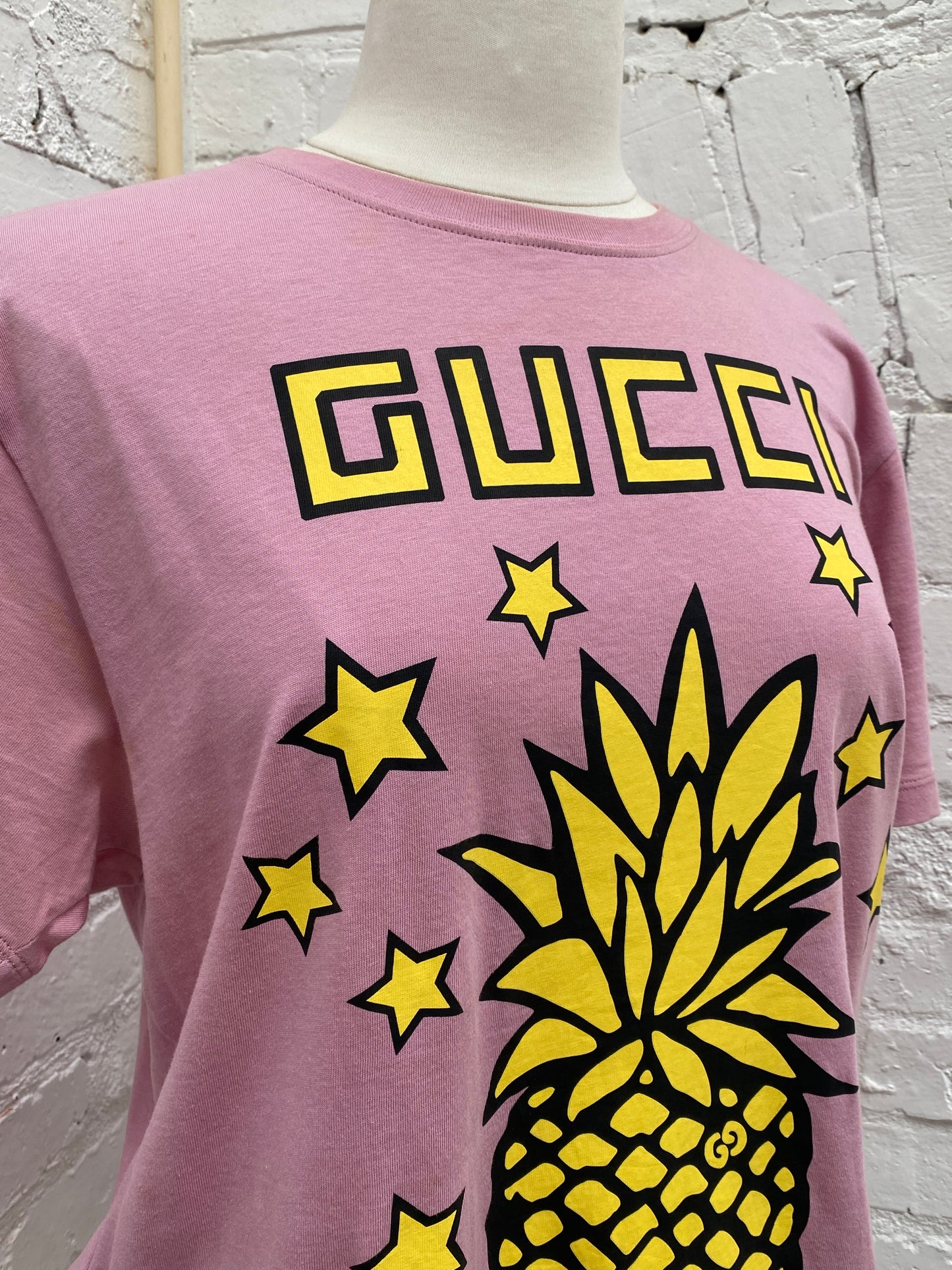Gucci Pink & Yellow ‘Exotica’ T Shirt, XXS (As Is)