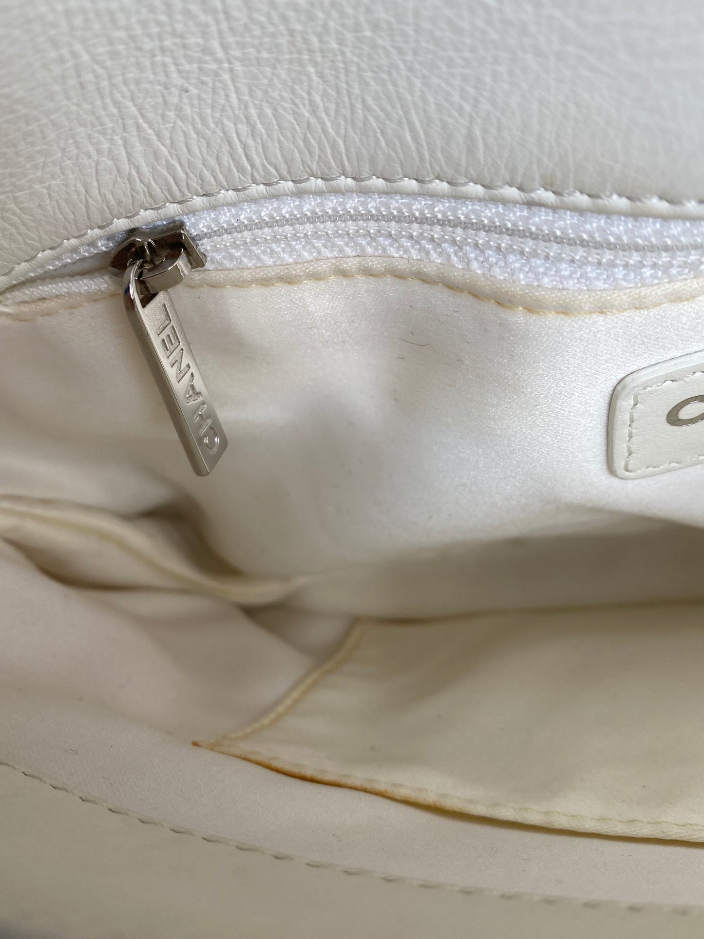 Chanel White Quilted Calfskin Triple Flap Bag SHW #19