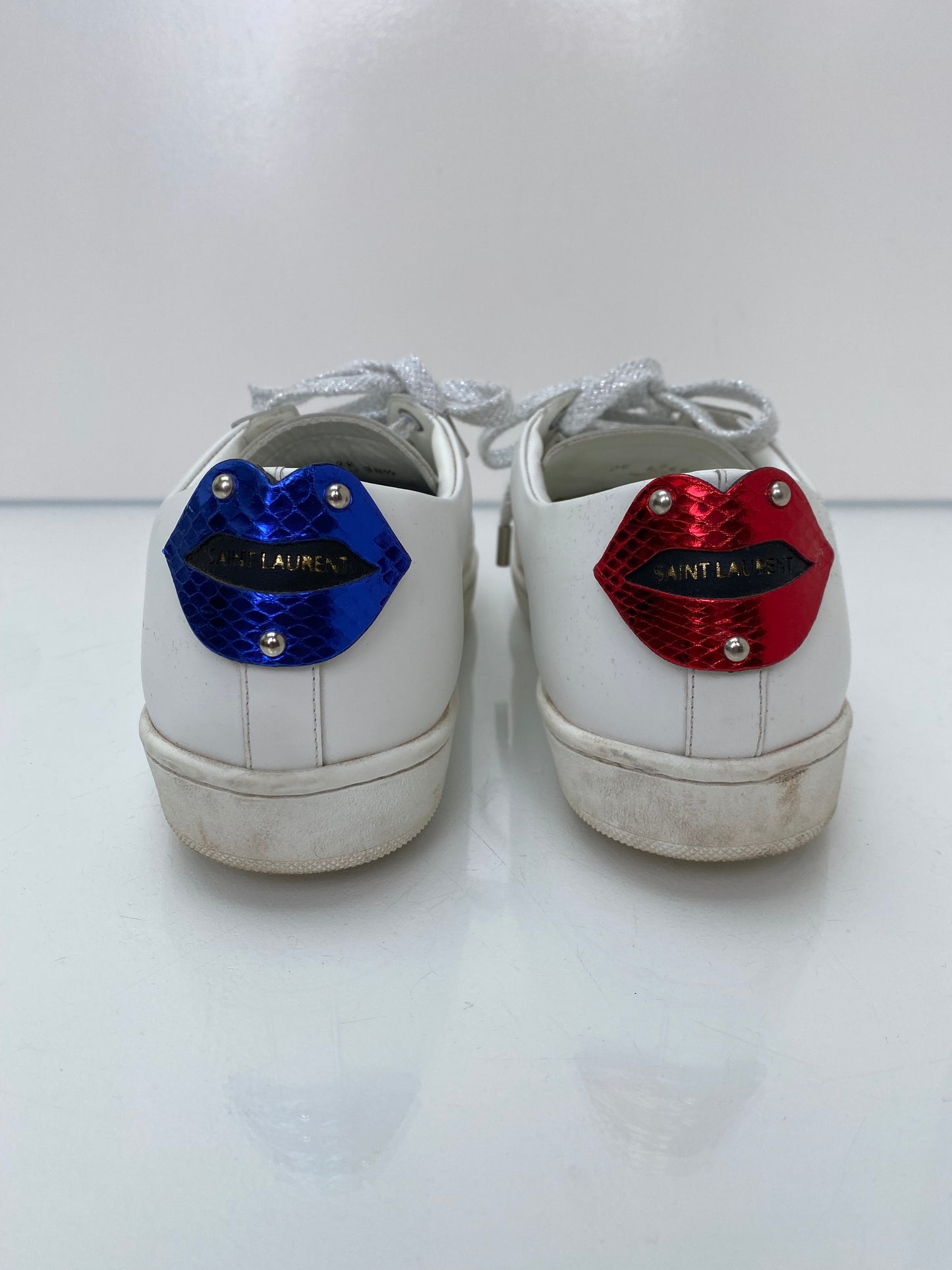 Saint Laurent White, Red, & Blue Sneakers, 38.5