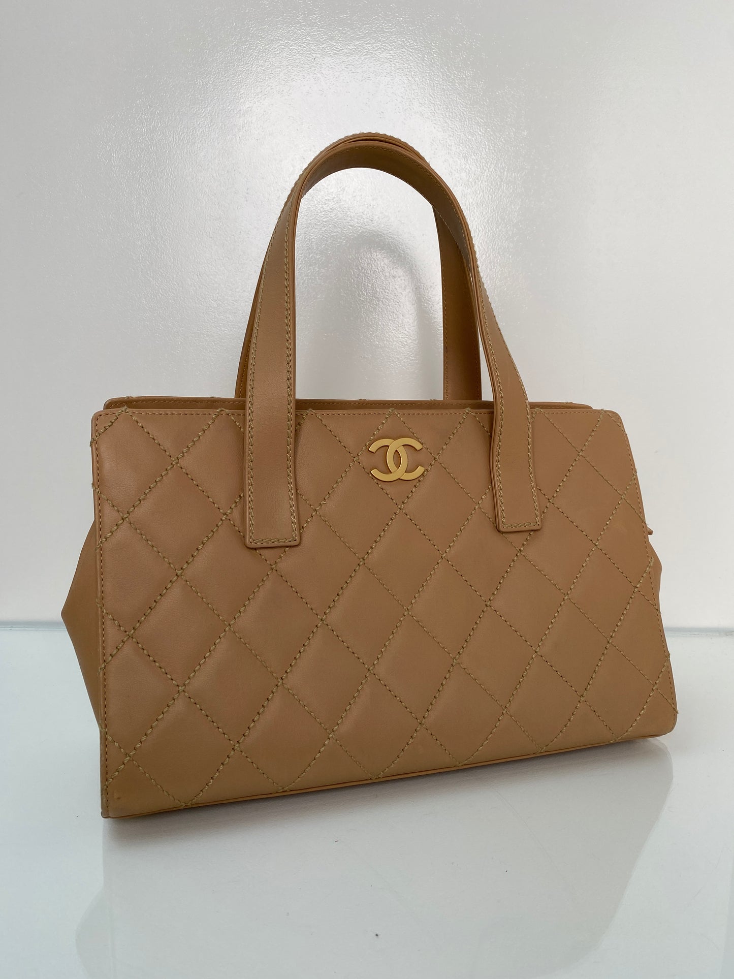 Chanel Beige CC Quilted Bowler Bag