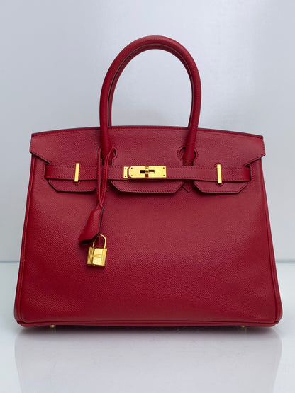 Hermes Birkin 30 Rouge Casaque Epsom GHW #A