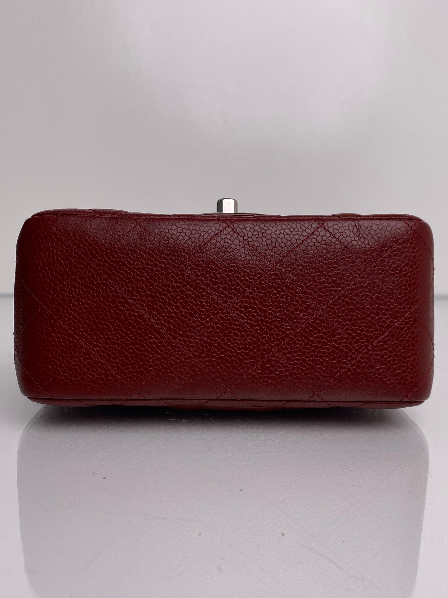 Chanel Classic Mini Square Bordeaux Caviar Leather SHW