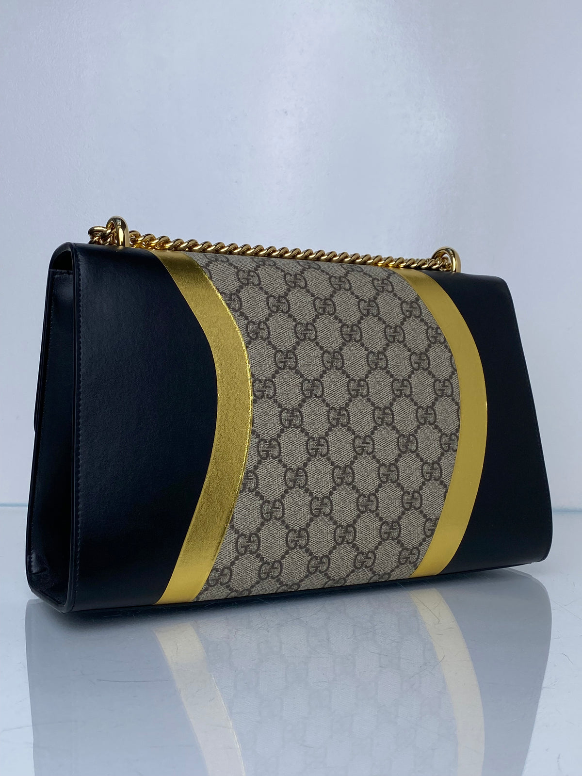 Gucci Supreme Black & Gold Padlock Shoulder Bag