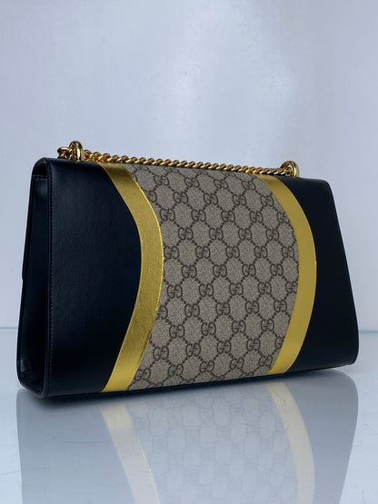 Gucci Supreme Black & Gold Padlock Shoulder Bag