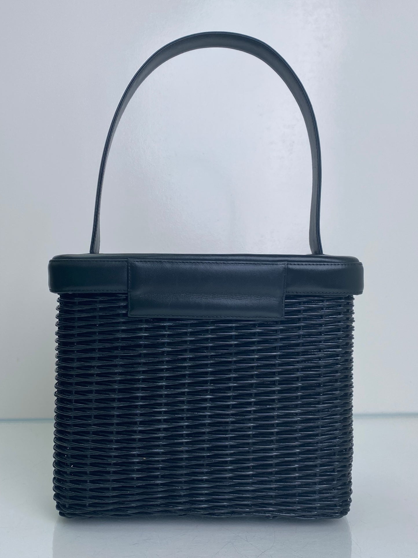 Chanel Black Wicker & Leather Basket Bag GHW