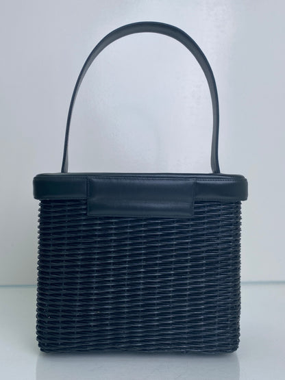 Chanel Black Wicker & Leather Basket Bag GHW
