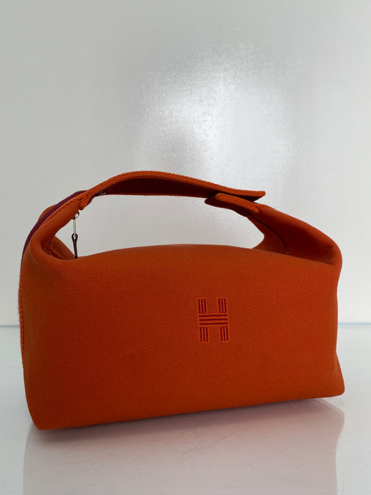 Hermes Brides de Brac Orange Toile Pouch SHW