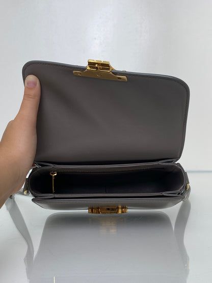 Celine Teen Pebble Grey Triomphe Bag in Shiny Calfskin